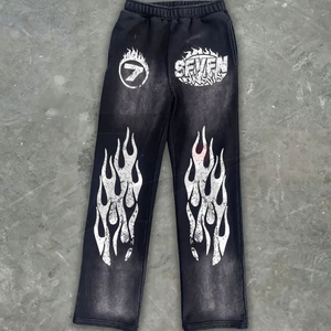 Ensemble de survêtement d'hiver personnalisé : sweat à capuche imprimé et pantalon évasé à double taille, style streetwear oversize et ample - Product Image 6