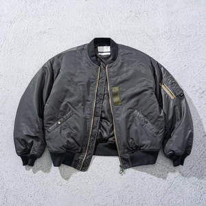 Servicio OEM, Chaqueta Bomber Vintage Personalizada, Bordado Térmico, Cuello Alto, Cierre de Cremallera, Diseño Casual Holgado para Invierno, Chaquetas para Hombre - Product Image 3