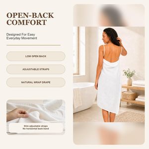 Robe de plage en microfibre blanche pour femme, hypoallergénique, séchage rapide, couleur unie, ajustement réglable, idéale pour le spa et les voyages - Product Image 2