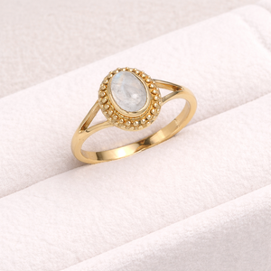 Natural Rainbow Moonstone <b>Ring</b> 925 Sterling Silver <b>Gold</b> Plated Bezel <b>Set</b> Handmade Oval Gemstone <b>Ring</b> for Women Wholesale - Product Image 4