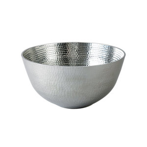 Élégant saladier de service en métal argenté sur pieds |   Bol à fruits et à punch en aluminium brillant, centre de table - Product Image 4