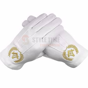 Gants maçonniques en coton de haute qualité avec une coupe confortable, des coutures soignées et un aspect formel classique pour les cérémonies - Product Image 3
