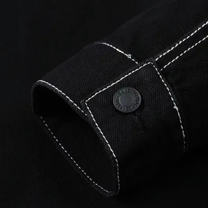 High Quality Quilted Cotton <b>Denim</b> Washed Black <b>Jacket</b> Custom Unisex Long Sleeve Plus Size <b>Denim</b> Coat for Autumn/Winter - Product Image 4