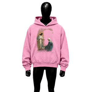 Sweat à capuche oversize rose à motif graphique CHRISTIAN, vêtement de mode spirituel, en polaire avec impression numérique, motif artistique Jésus-Christ, poche avant, décontracté, automne - Product Image 1