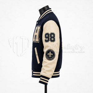 เสื้อแจ็คเก็ตวาร์ซิตี้ผู้ชาย สไตล์เลตเตอร์แมน บอมเบอร์ พรีปปี้ ปักลายโลโก้ H ปกคอพับ ทรงปกติ ใส่ได้ในฤดูใบไม้ร่วง - Product Image 3