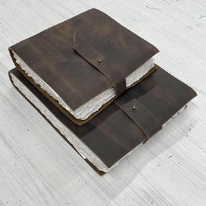 New Era Vintage Antique Hardcover Leather Cover Sketchbook Rustic Unlined Watercolour Paper Journal Notebook Deckle Edge Brown - Product Image 4