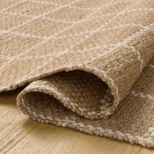 Alfombra Oriental Rectangular Trenzada Multicolor con Patrón Geométrico, Hilos Reciclados, Base de Yute, Pelo Bajo, Apta para Mascotas, Antideslizante - Product Image 3
