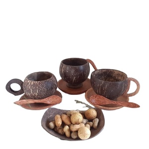 Taza de cáscara de coco biodegradable hecha a mano, taza de batido de madera Natural, tazón de café ecológico/taza, tazas de té y platillos - Product Image 1