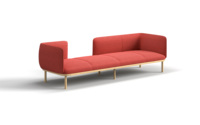 Sofá Modular de Tela ATWOKA Moderno de 4 Plazas con Respaldo Escalonado para Sala de Espera de Hospital, Hotel, Escuela, Clínica