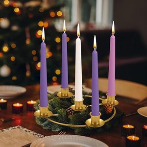 Advent Wreath Candle Holder Gold Metal Round 5-Candle <b>Stand</b> for Table Church Home, Christmas Advent Decorations - Product Image 2