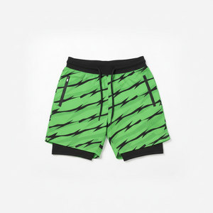 Shorts de plage 2 en 1 pour hommes, sublimation, imprimé éclair, shorts de sport, avec poche zippée et doublure de compression - Product Image 1