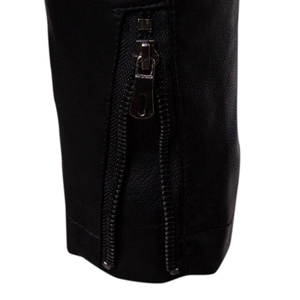 <b>Men's</b> Black PU <b>Leather</b> <b>Jacket</b> Stand Collar Zipper Closure Slim Fit Regular Length Moto Biker Style <b>Leather</b> <b>Jacket</b> For Sale - Product Image 4