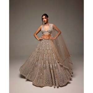 Lehenga choli ชุดปาร์ตี้ออกแบบสำหรับผู้หญิงพร้อมด้ายชุดทำงานสง่างาม - Product Image 4