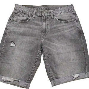 Pantalones Cortos de Mezclilla Lavada para Hombre, Desgastados, con Dobladillo, Cintura Media, Cierre de Cremallera, 100% Algodón, Largo hasta la Rodilla - Product Image 1