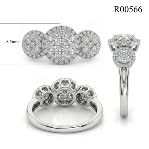 Sparkling 18K Triple Cluster Diamond Ring Natural Stone for Valentine's Day Surprise 100% Solid Gold For Luxury Birthday <b>Gift</b> - Product Image 5