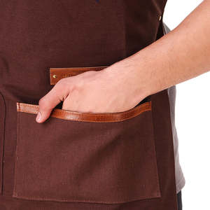 Tablier de cuisine vintage en toile véritable multi-poches pour femme, en cuir véritable de qualité supérieure, réglable - Product Image 3