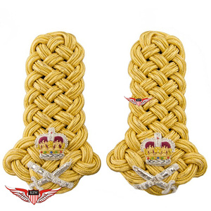 Épaulettes tressées KEW en Mylar jaune avec couronne et épées, galons de luxe durables en nylon pour vêtements - Product Image 1