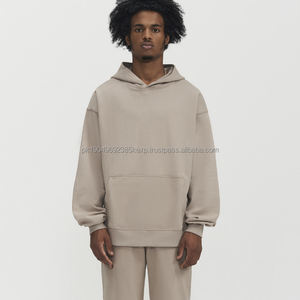 Sweats à capuche personnalisés 100% coton à épaules tombantes surdimensionnés vierges pulls à capuche sans ficelle pour hommes - Product Image 5