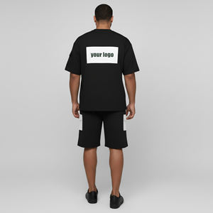 Conjunto de Pantalones Cortos y Camiseta de Alta Calidad 100% Algodón para Hombre, Talla Grande, Color Sólido, Personalizable, Ropa Urbana, Logotipo Bordado e Impreso Personalizado, 2 Piezas - Product Image 3