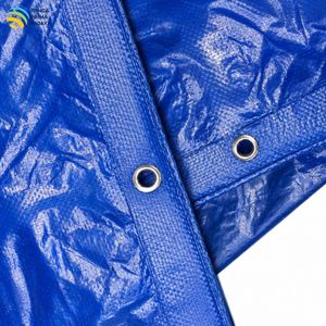 High Quality Blue Silver PE Tarpaulin <b>Sheet</b> 4x6m 90 GSM Waterproof UV Resistant <b>Plastic</b> Tarp Cover with Eyelets - Product Image 6