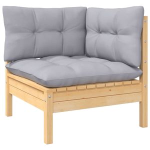 Sofá de 2 plazas de madera maciza de pino, cojines grises, muebles de exterior - Product Image 4