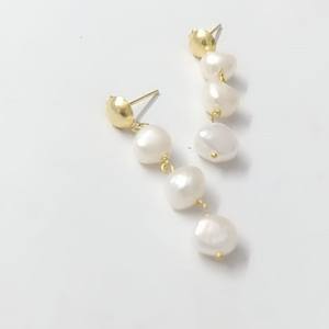 Wholesale Price Natural Pearl <b>Long</b> <b>Earrings</b> 5 CM 925 Sterling <b>Silver</b> 18K Gold Plated Designer Fine Jewelry Anniversary Gift - Product Image 1