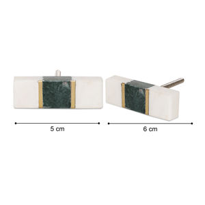 Shubham Handcrafted <b>Gold</b> Stone <b>Cabinet</b> <b>Knob</b>, Rectangle Green and White Drawer Pull Esmeralda Granite Brass - Product Image 4