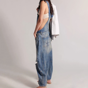 Jupes en jean légères style vintage, salopettes en jean, salopettes longues nouveau style, salopettes en jean d'été pour femmes - Product Image 4