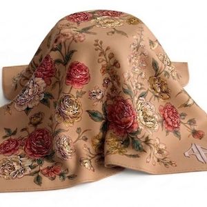 New High Quality Wholesale Women's <b>Square</b> <b>Scarves</b> 100% Silk Material Premium Solid Muslim Outdoor Use Custom Logo - Product Image 6