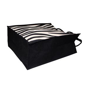 Sac fourre-tout en toile de coton naturel pour femmes, 10 oz, imprimé à rayures zébrées, laminé PP, personnalisable, sac de shopping - Product Image 3