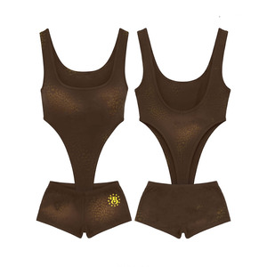 Traje de baño de una pieza con estampado de piña en poliéster y spandex premium, con paneles estilo princesa y logotipo personalizado por sublimación para mujer. - Product Image 4