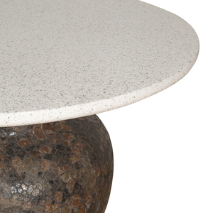 Mesa de Comedor Redonda Moderna con Tapa de Terrazo y Base de Cerámica, Diseño Impermeable y Estable para 4 Personas, Muebles para Comedor, Villa o Parque - Product Image 5