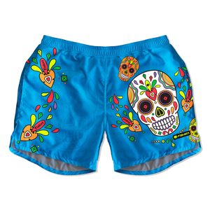 Shorts de Playa Unisex con Estampado de Calavera Azul, Elásticos en 4 Direcciones, Antibacterianos, Ecológicos, de Secado Rápido, Transpirables, Cintura Elástica, 100% - Product Image 1