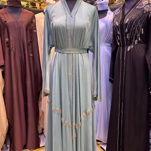 Abaya Modeste de Dubaï en Gros, Perlée et Pailletée, à Manches Longues, Traditionnelle Musulmane, Faite à la Main, pour Mariage, Respirante, Col en V pour Femme - Product Image 1