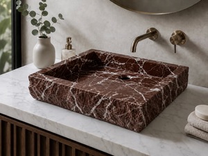 Vasque rectangulaire en marbre naturel, sculptée à la main, moderne, pour salle de bain de luxe, hôtel, meuble-lavabo, usage domestique, fournisseur en gros - Product Image 4