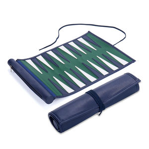 High-Quality Eco-friendly Customized PU Leather Travel <b>Backgammon</b> Rol-Up Box with Engraved Game Board for Parties - Product Image 1