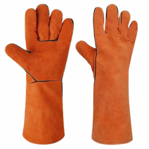 Gants de soudage TIG en cuir pleine paume, résistants au feu, antistatiques, pour le travail au foyer, la grillade et les cheminées - Product Image 3