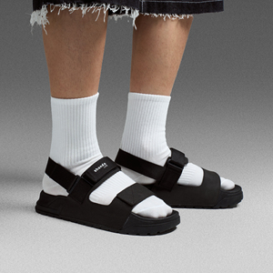 Shondo Lite Flat Sandals Black Textile Upper Rubber Outsole Hook Loop Closure Casual Summer Style Open Toe - Product Image 6