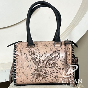 Bolso de mano de cuero Super Septiembre Speedy, nuevo, con grabado de águila y motivos florales, de cuero genuino, con asa superior y bandolera, tipo bolso pequeño. - Product Image 1
