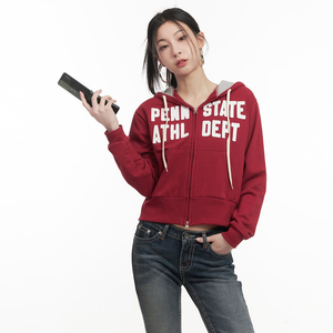 Sudadera con capucha para mujer, 455 GSM, algodón y poliéster, estilo casual urbano, con cremallera, logotipo personalizado, OEM, etiqueta privada, de fábrica. - Product Image 5