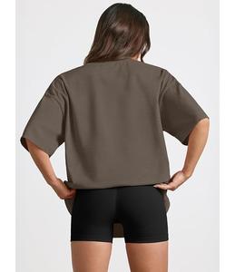 Nueva Colección de Camisetas de Mujer 100% Algodón, Manga Corta, Cuello Redondo, Hombros Caídos, Estilo Holgado, Casual, Transpirable, Bangladesh - Product Image 4