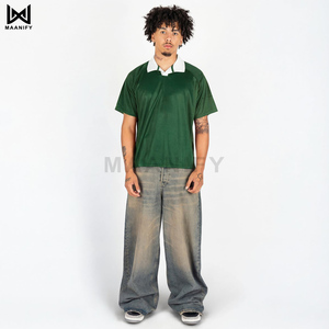 Camiseta Oversize Verde Bosque de Moda para Hombre, Ajuste Holgado, Estilo Urbano, Poliéster, Cuello en Contraste, Más Vendida MAANIFY - Product Image 1