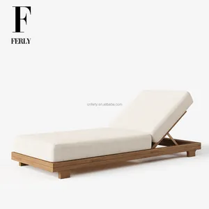 FERLY Customized Teak Adjustable Teak Sun Lounger Beach Pool Chaise Lounge Sunbeds Patio Day Bed For Outdoor