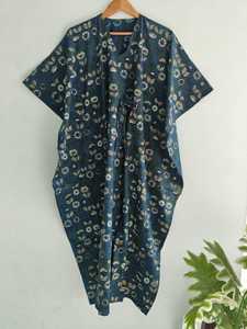 Summer Cotton Hand Block Printed Causal Summer Kaftan Cotton Kaftan Latest Fashion Summer Cover-Up Casual <b>Dress</b> for <b>Plus</b> <b>Size</b> - Product Image 3