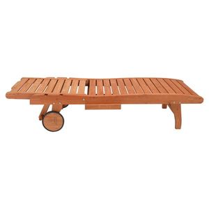 Lettino prendisole da giardino in legno di abete 183*58*36.5cm con ruote e cassetti, regolazione a due velocità, colore Burlywood - Product Image 4