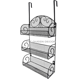 Vintage New Design Iron Metal Unique Shape Black Finished glass, <b>spice</b> rack <b>Storage</b> Shelve Wall Mounted - Product Image 2