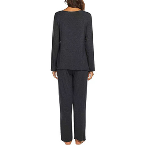 Women's Long-Sleeve <b>Pyjama</b> Set Two-Piece Loungewear Soft Breathable Sleepwear XL Size Shirt-Style PJs <b>for</b> Winter and <b>Summer</b> - Product Image 2