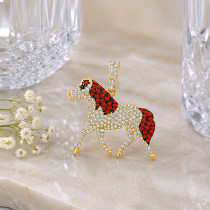 Colgantes y Amuletos de Animales de Oro Sólido de 14K con Moissanita VVS que Pasa la Prueba del Diamante, Diseño de Caballo Galopante Personalizado, Regalos de Moda de Gran Venta - Product Image 4
