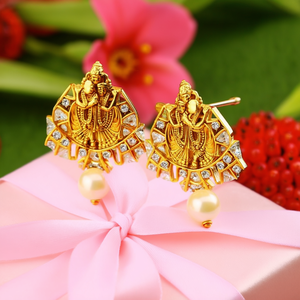 Krishna Stud Fashion Jewellery-Trendy Titanium Pearl & Diamond Geometric Earrings for Party Wedding Gift - Product Image 3