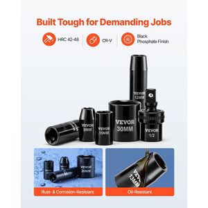 Set di 39 Chiavi a Bussola a Impatto da 1/2 Pollice, Profonde e Poco Profonde, Metriche da 9 a 30 mm, in Acciaio Cr-V ad Alta Durabilità - Product Image 2